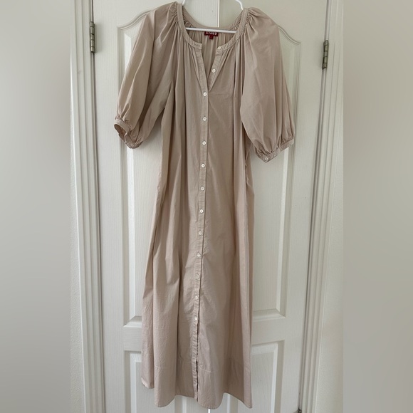 STAUD Dresses & Skirts - Staud beige button down midi/maxi dress L